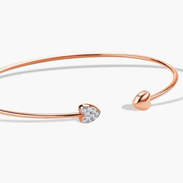 LVC BRACELETS CHARMES WIRE HEART DIAMOND BANGLE in 18k rose gold with 10 diamonds in total