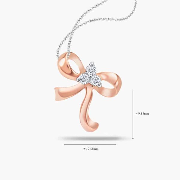 LVC Noeud Sweetheart Diamond Pendant in 10k white gold & rose gold. Paired with 10K White Gold necklace chain