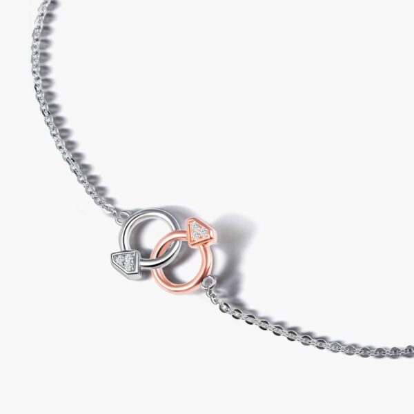 LVC BRACELETS CHARMES MINI RING DIAMOND BRACELET in 18k white and rose gold with 6 diamonds