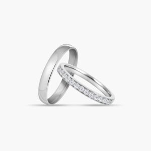Sepasan cincin tunang lelaki dan cincin tunang perempuan LVC Eterno Wedding Ring & Wedding Band Set in Rose Gold with Brilliant Diamonds