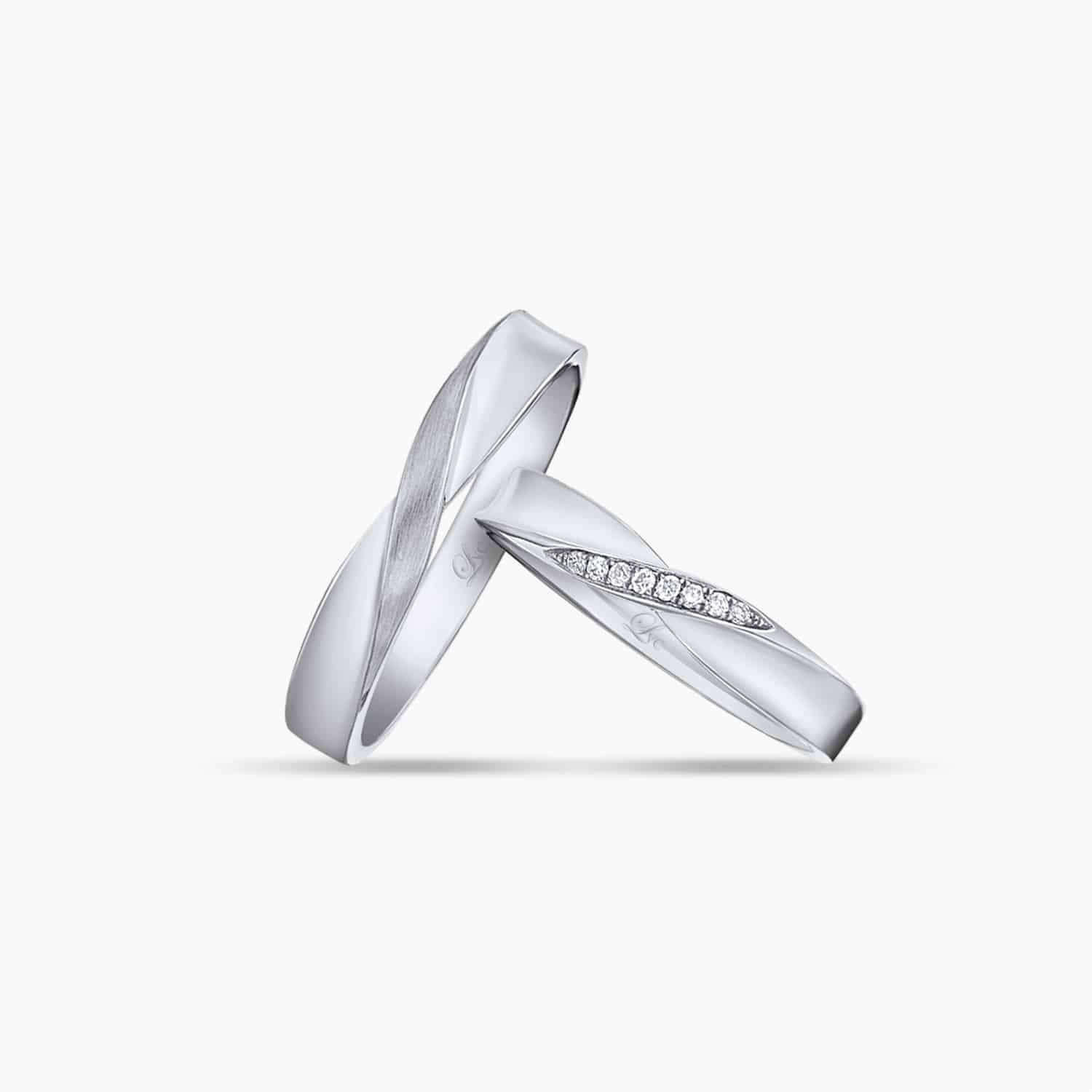 LVC Desirio Infinity Couple Wedding Ring in White Gold with a Band of Diamonds