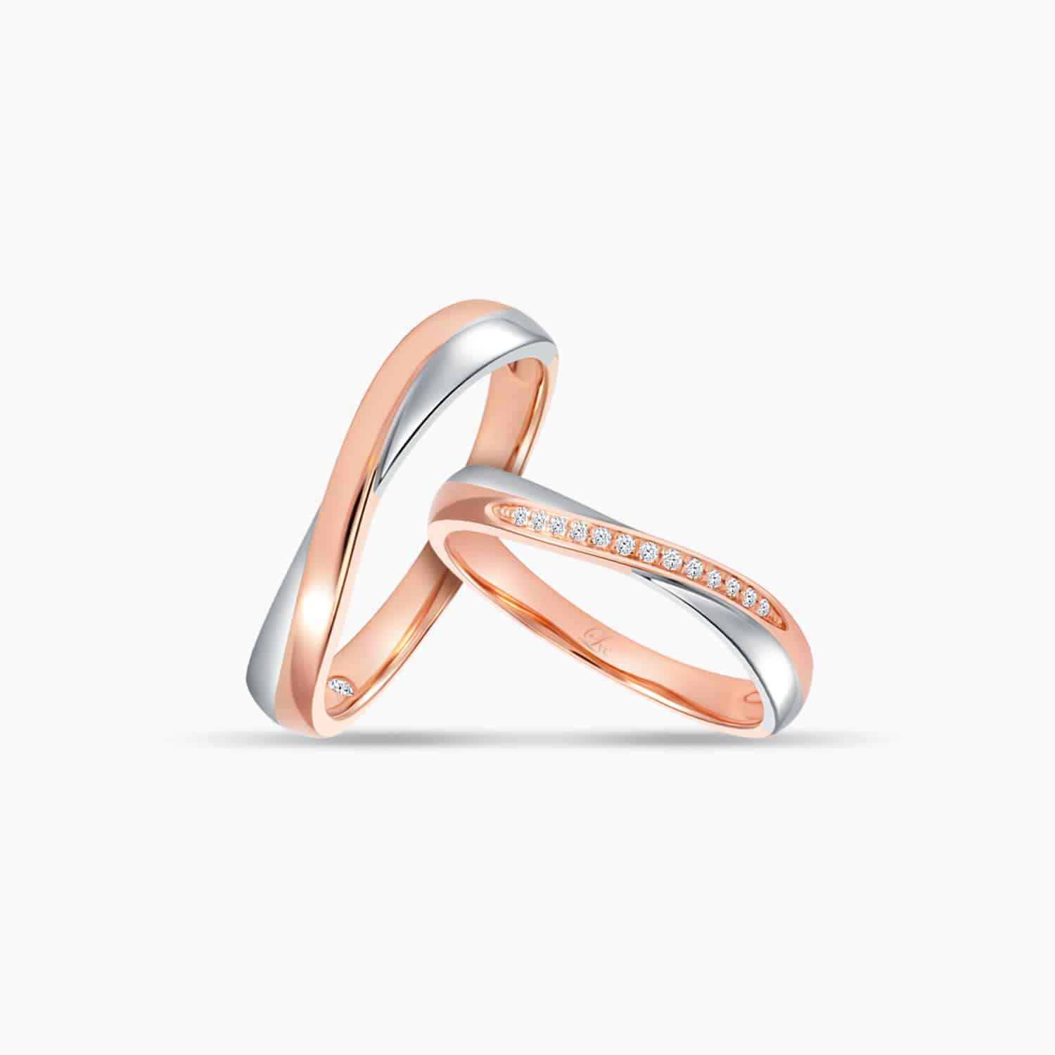 LVC PERFECTION BLISS WEDDING BAND IN WHITE AND ROSE GOLD a set of wedding bands in white and rose gold with diamonds 钻石 戒指 cincin diamond