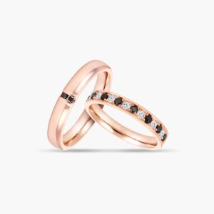 LVC Eterno Wedding Band in Rose Gold with Stunning Black Diamonds Inlay diamond ring for men