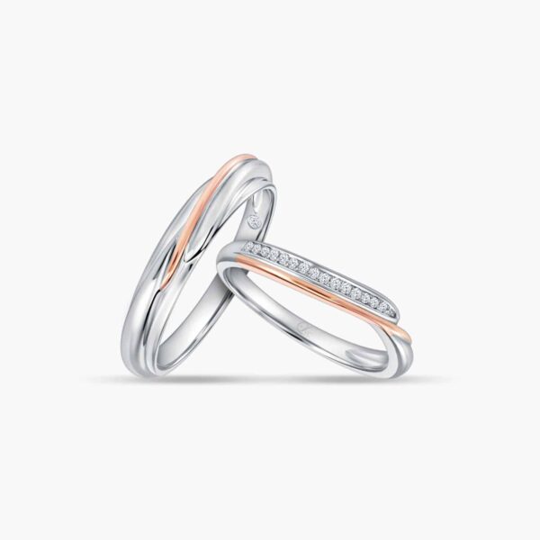 LVC PERFECTION GRACE WEDDING BAND IN WHITE AND ROSE GOLD a set of wedding bands in white and rose gold with diamonds 钻石 戒指 cincin diamond