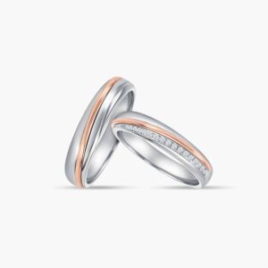 LVC Desirio Allure Wedding Ring for men and women in White and Rose Gold with an Inner Diamond