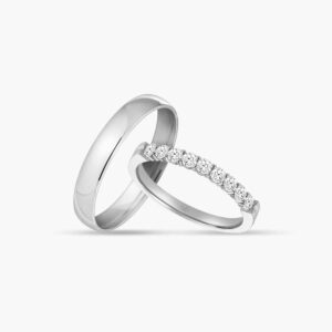 LVC Eterno Harmony Wedding Band & Wedding Ring Set in White Gold with Diamonds