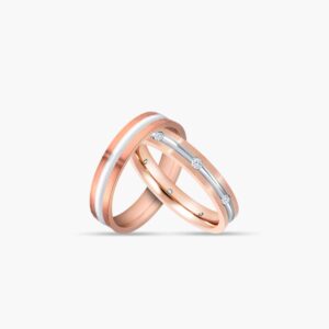 LVC Desirio Barrel Wedding Ring set for couples in Rose Gold
