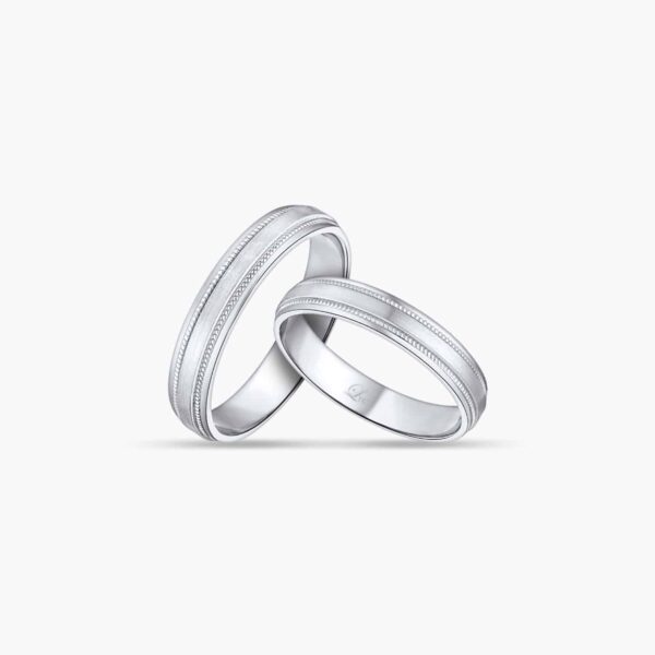 LVC PURETE couple wedding ring in platinum with milgrain design