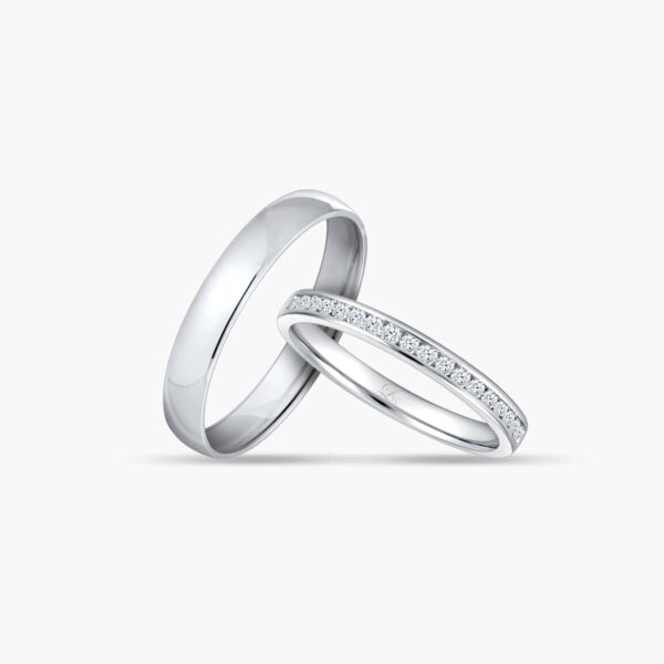 LVC CLASSIQUE WEDDING BAND IN WHITE GOLD a set of wedding bands in white gold with diamonds 钻石 戒指 cincin diamond