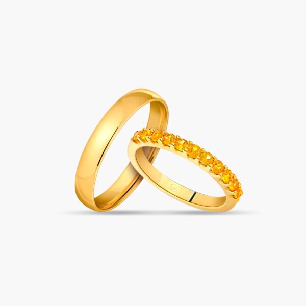 LVC CLASSIQUE WEDDING BAND IN YELLOW GOLD a set of wedding bands in yellow gold with diamonds 金 戒指 cincin diamond