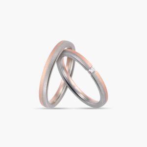 LVC Soleil Mirage Wedding Ring & Wedding Band Set in White and Rose Gold with Diamonds