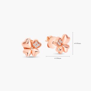 LVC Charmes Clover Diamond Earrings in 14k Rose Gold