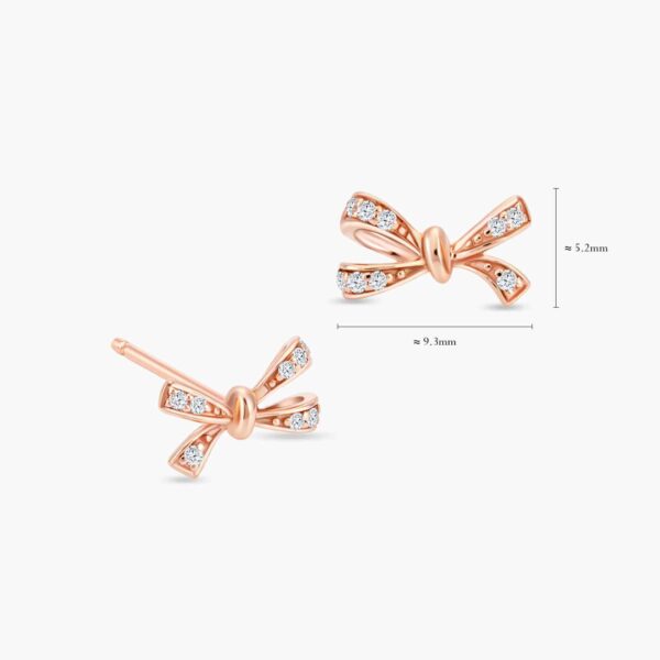 LVC Noeud Le Ruban Diamond Bow Ribbon Stud Earrings in 18k Rose Gold