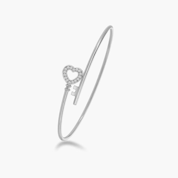 LVC Petit Heart Key Diamond Bangle for woman in 18k white gold
