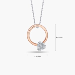 LVC Charmes Hold My Heart Mini Ring Diamond Pendant made in 10K White Gold / Rose Gold & 3 Diamonds. Comes in 10K White Gold chain