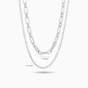 LVC Carla Layered Link Necklace in 925 Sterling Silver Jewellery