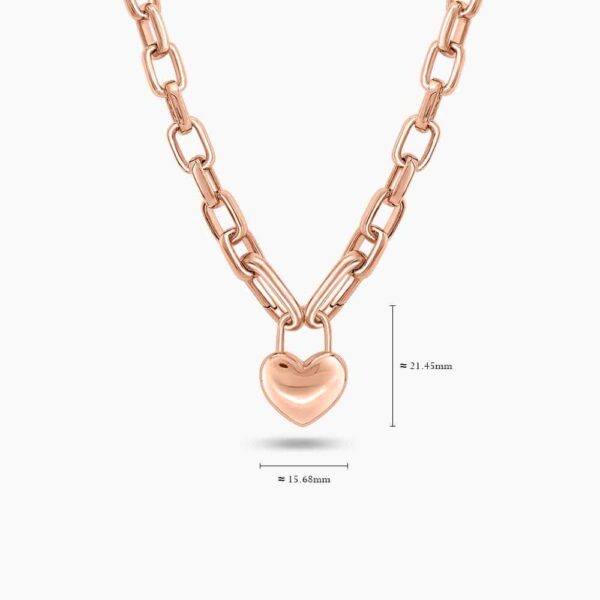 LVC Carla Modern Heart Chain Necklace in 925 Sterling Silver Plated in Rose Gold