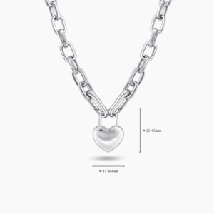 LVC Carla Modern Heart Chain Necklace in 925 Sterling Silver Jewellery