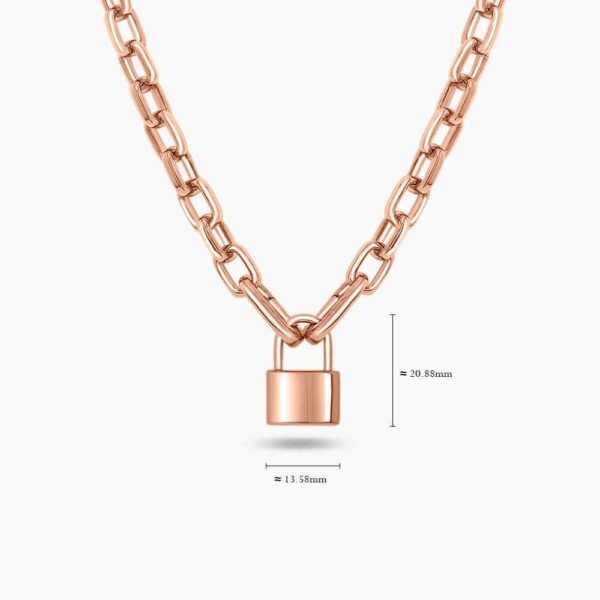 LVC Carla Modern Lock Chain Necklace made of 925 Sterling Silver Jewellery Plated in Rose Gold