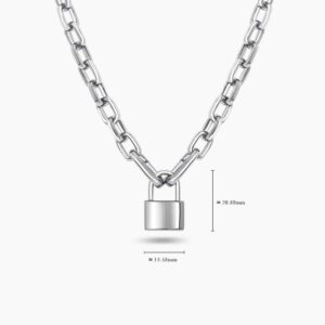 LVC Carla Modern Lock Chain Necklace made in 925 Sterling Silver