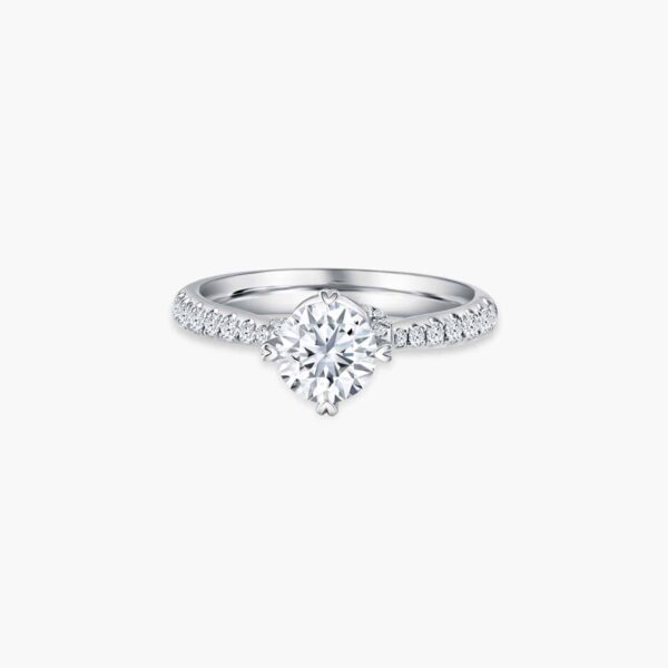 LVC DESTINY LAB DIAMOND ENGAGEMENT RING IN HEART SHAPED PRONGS a white gold engagement ring in 18k white gold with lab grown diamond and heart shaped prongs 订婚 戒指 钻石 戒指 cincin diamond