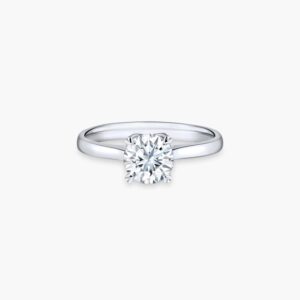 Classic Solitaire Lab Diamond Engagement Ring with Heart Shaped Prongs