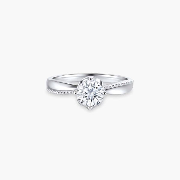 LVC CLASSIC MILGRAIN TWIST LAB DIAMOND ENGAGEMENT RING a white gold engagement ring in 18k white gold with lab grown diamond 钻石 戒指 订婚 戒指 cincin diamond