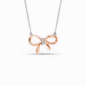 LVC Noeud Femme Diamond Necklace in 14k White and Rose Gold