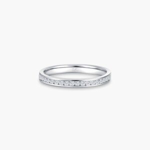 LVC Eterno Women's Wedding Ring & Wedding Band in White Gold with Diamonds in Narrow Taper