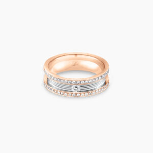 LVC Promise Eternity Women's Wedding Ring & Wedding Band in Rose Gold with a Center Solitaire Diamond
