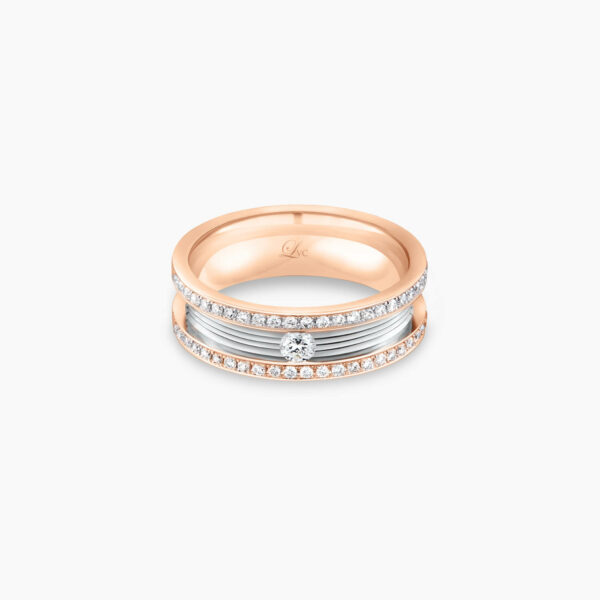 LVC PROMISE ETERNITY WEDDING BAND IN ROSE GOLD WITH A CENTER SOLITAIRE DIAMOND a wedding band for women in rose gold with 47 diamonds 钻石 戒指 cincin diamond