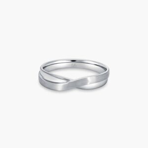LVC Desirio Cross Men's Wedding Ring in White Gold with Dual Mixed Finish