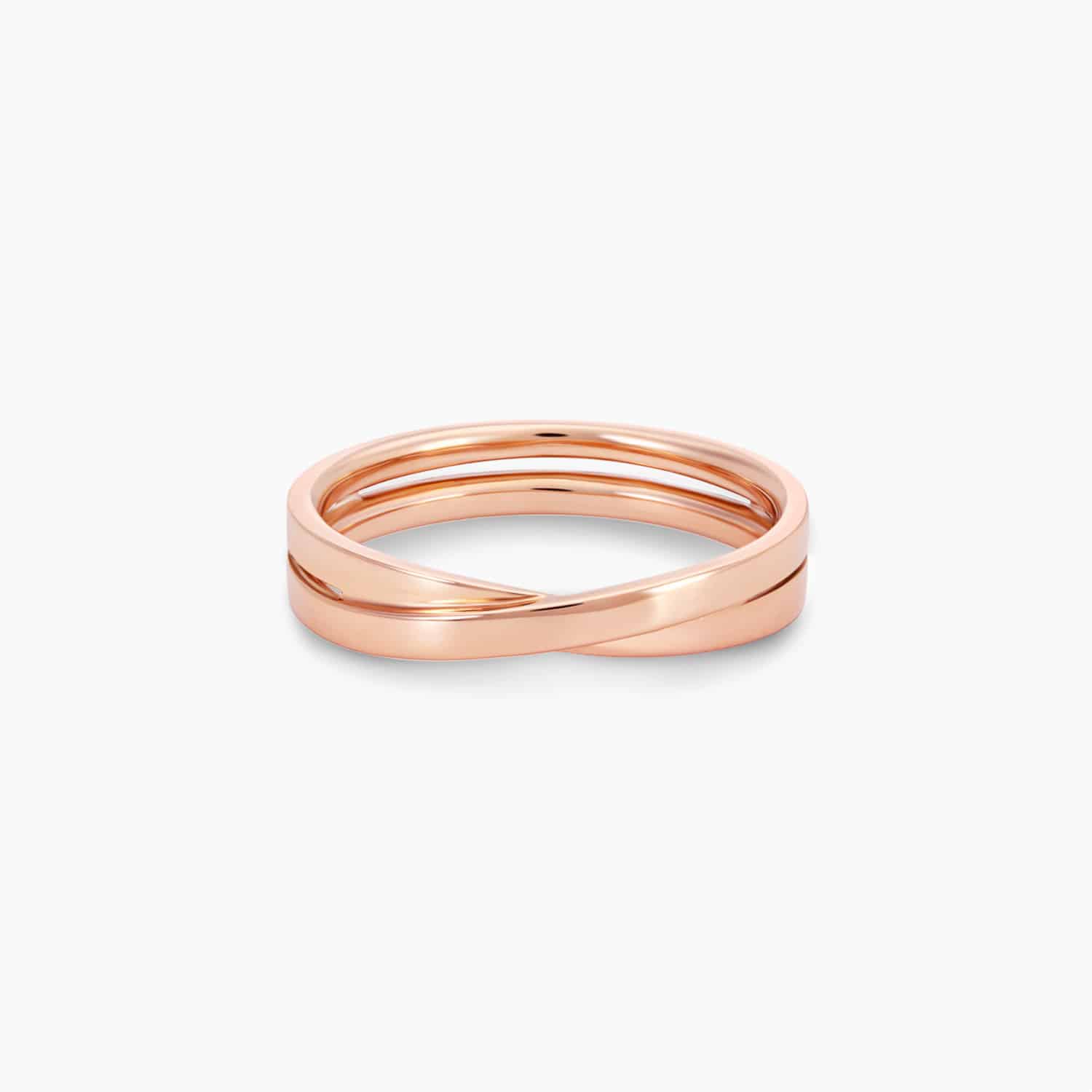 LVC DESIRIO CROSS WEDDING BAND IN ROSE GOLD WITH GLOSSY FINISH a wedding band for men in 18k rose gold with 1 diamond of 0.01 carat weight 钻石 戒指 cincin diamond