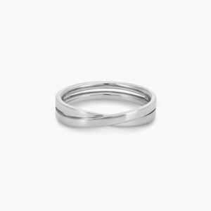 LVC Desirio Cross Wedding Ring for men in White Gold with Glossy Finish