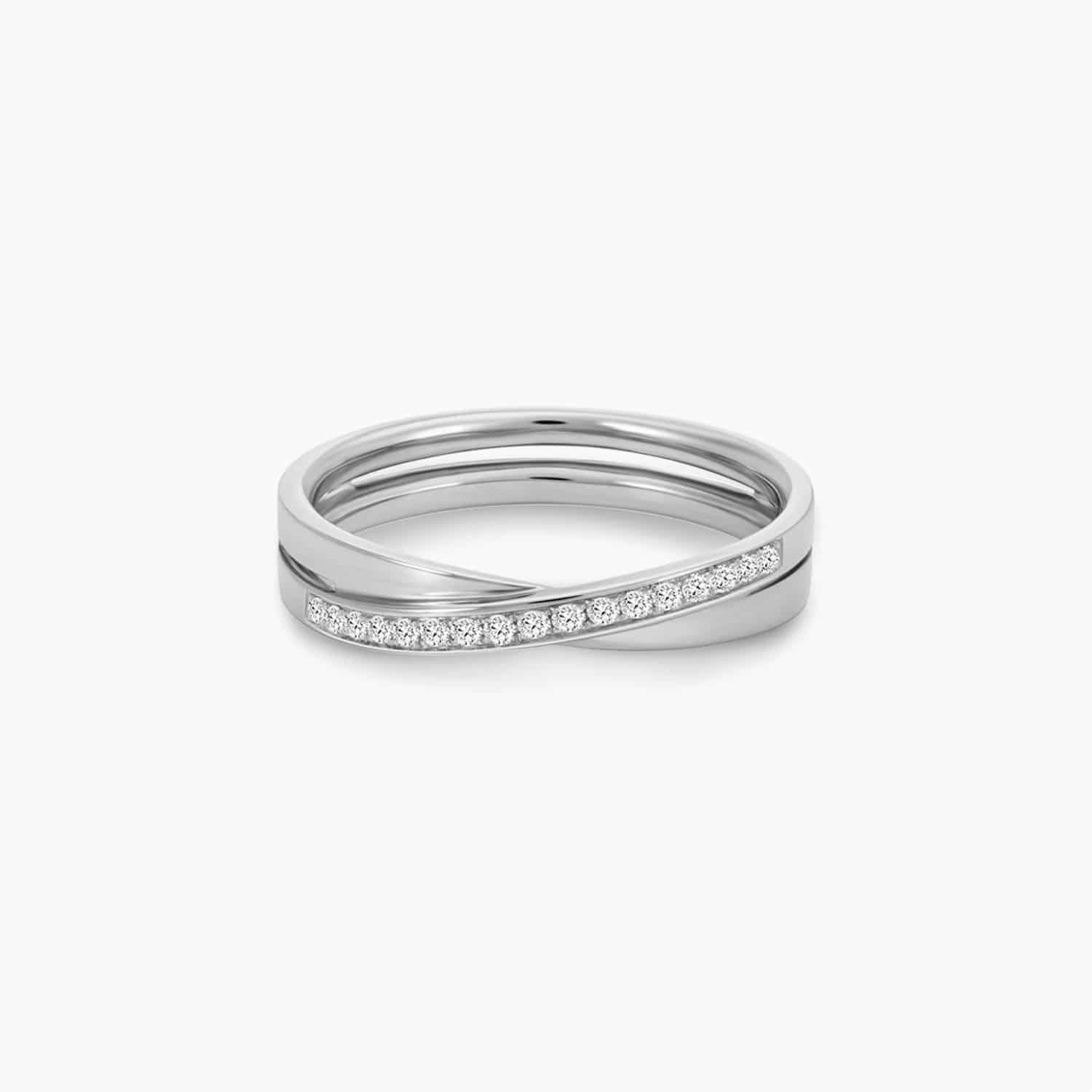 LVC Desirio Cross Wedding Ring for women in White Gold with Diamonds