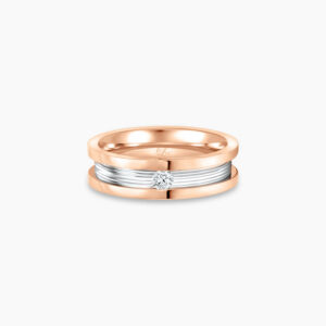 LVC Promise One Women's Wedding Ring & Wedding Band in Rose Gold with Center Diamond Solitaire