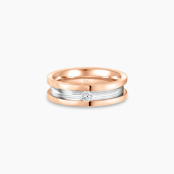 LVC PROMISE ONE WEDDING BAND IN ROSE GOLD WITH CENTER DIAMOND SOLITAIRE a wedding band for women in rose gold with one diamond 钻石 戒指 cincin diamond