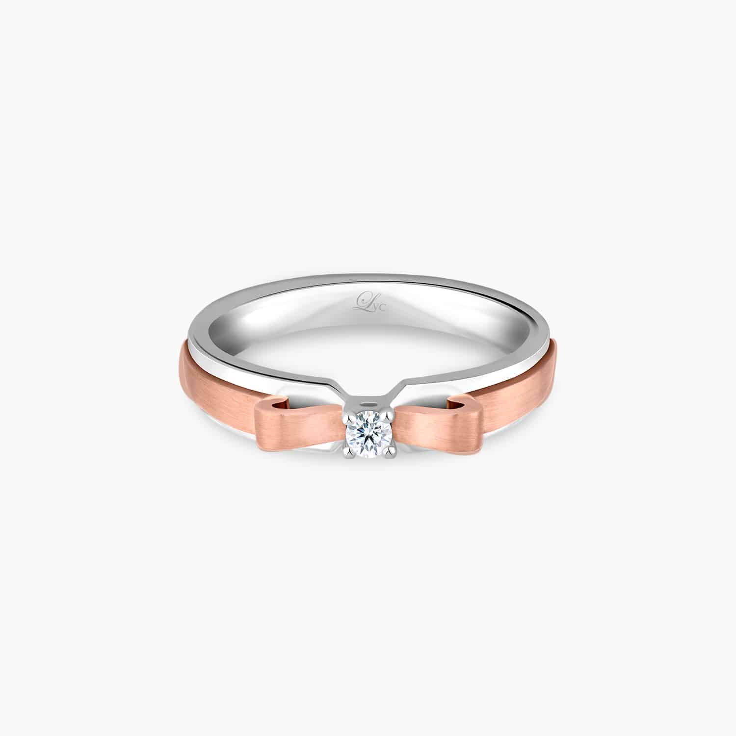 LVC NOEUD CHERRY WEDDING BAND IN ROSE GOLD WITH DIAMONDS a wedding band for women in 18k white and rose gold with 1 diamond 钻石 戒指 cincin diamond