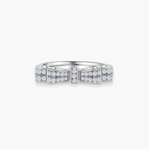 LVC Noeud Bow Women's Wedding Band & Wedding Ring in White Gold Encrusted with Diamonds