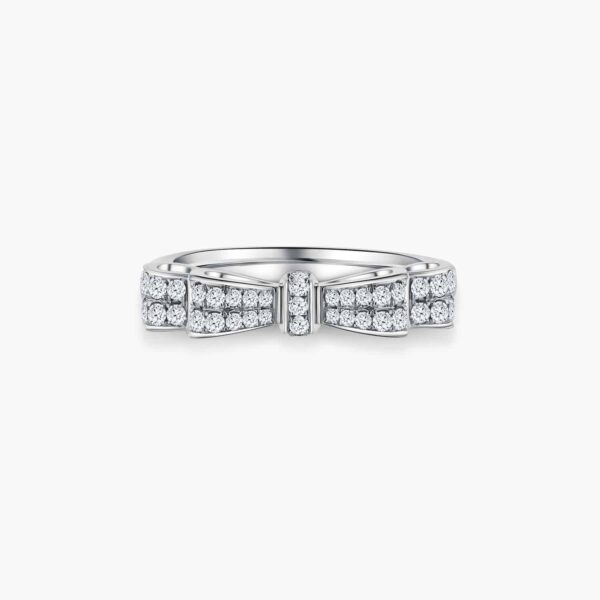 LVC NOEUD BOW white gold engagement wedding ring with ribbon design in 18k white gold and 37 diamonds