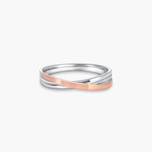 LVC Desirio Cross Wedding Ring for men in White Gold with Matte Rose Gold Band