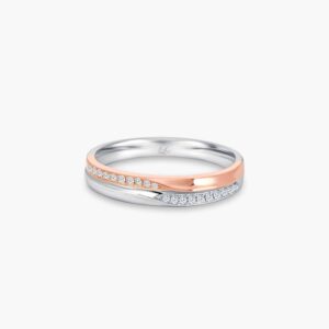 LVC Desirio Women's Wedding Ring in White Gold with Rose Gold Band Inlay with Diamonds