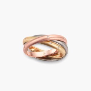 LVC Soleil Trinity Women's Wedding Band & Wedding Ring in Yellow, White, and Rose Gold with Satin Finish