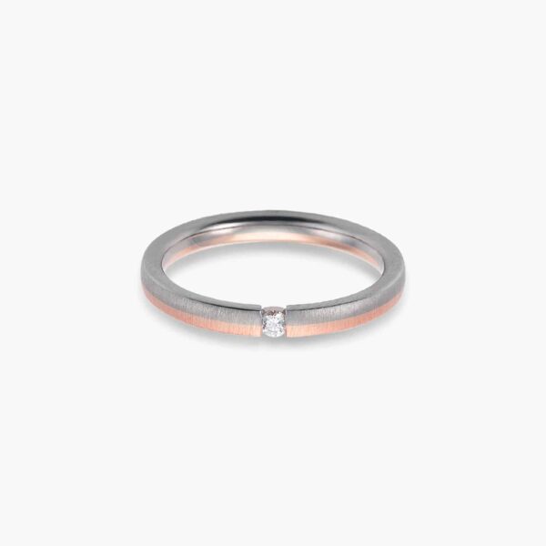 LVC SOLEIL MIRAGE WEDDING BAND IN WHITE AND ROSE GOLD WITH DIAMONDS a wedding band for women in white and rose gold with one diamond 钻石 戒指 cincin diamond
