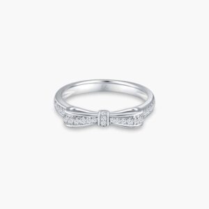LVC Noeud Straight Women's Wedding Ring & Wedding Band in White Gold with Diamonds
