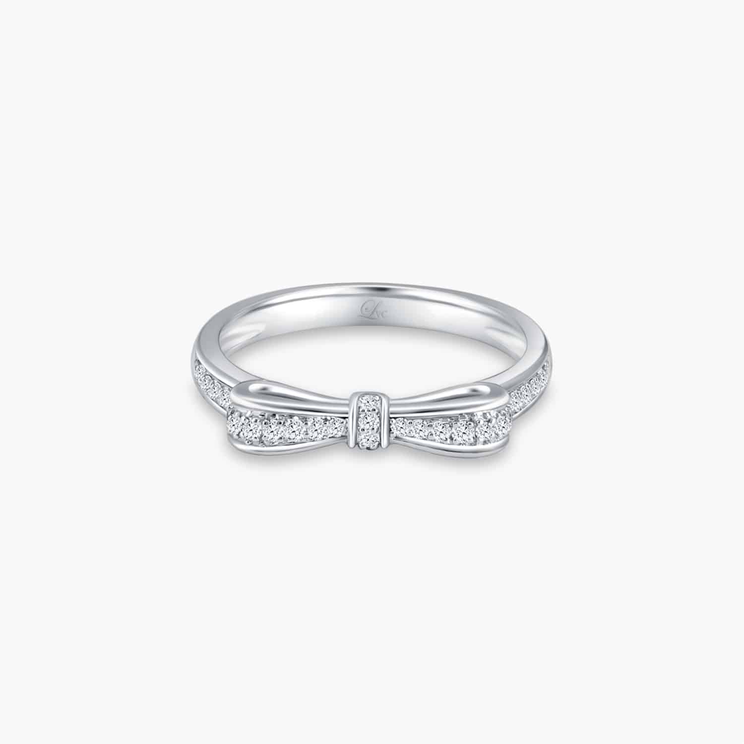 LVC Noeud Straight Women's Wedding Ring & Wedding Band in White Gold with Diamonds