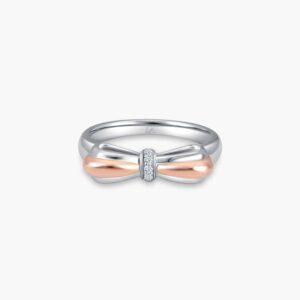 LVC Noeud Bond Wedding Band for women with Rose Gold Bow and Diamond Encrusted Knot