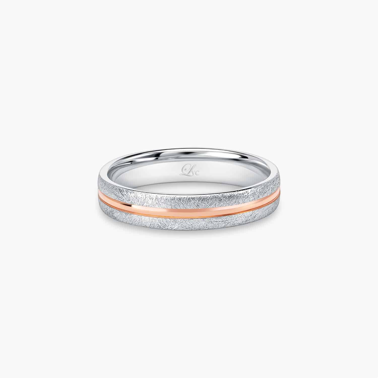 LVC SOLEIL WEDDING BAND IN MATTE AND GLOSSY FINISH a wedding band for men in white and rose gold