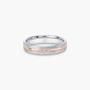 LVC Soleil Women's Wedding Band in Matte and Glossy Finish with a Trio of Diamonds