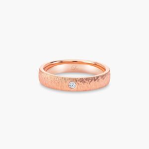 LVC Soleil Women's Wedding Ring & Wedding Band in Rose Gold with a Center Diamond